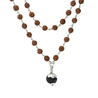925 Sterling Silver Karungali Pendant Rudraksha Silver Mala