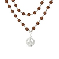 925 silver ayyappan pendant 925 Silver Tied Rudraksha Mala 8mm,54 Beads, 30 Inchs