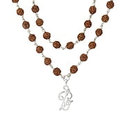 925 Sterling Silver Lord OM Murugan Vel Pendant Rudraksha Silver Mala