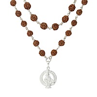925 silver ayyappan pendant 925 Silver Tied Rudraksha Mala 8mm,54 Beads, 30 Inchs