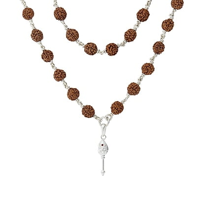 925 Sterling Silver Lord Murugan Vel Pendant Rudraksha Silver Mala