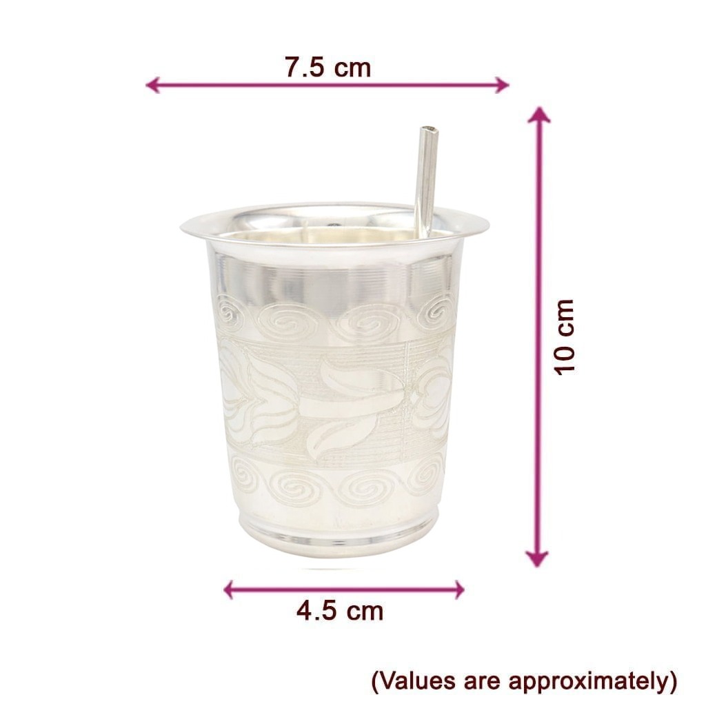 Silver Tumbler , Glass with straw