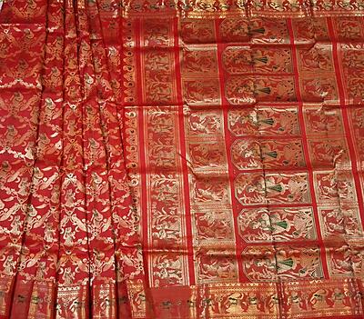 Red all over work pure mulberry silk Swarnachari saree Red all over work pure mulberry silk Swarnachari saree