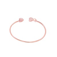 Silver Rose Gold Adjustable Bangle | CZ-Studded 925 Silver