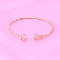 Silver Rose Gold Adjustable Bangle | CZ-Studded 925 Silver