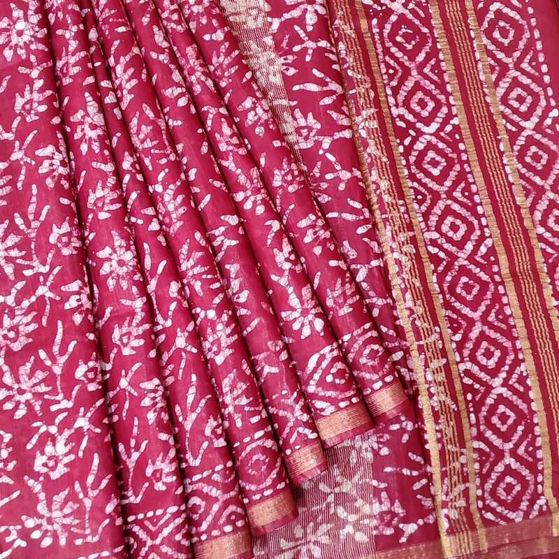 Magenta Batik Print Art Silk Saree