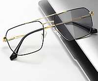 Soigné Unisex Rectangular Spectacle Frame.Silver&Gold-Medium