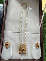 double side unique pendant white pearl chain