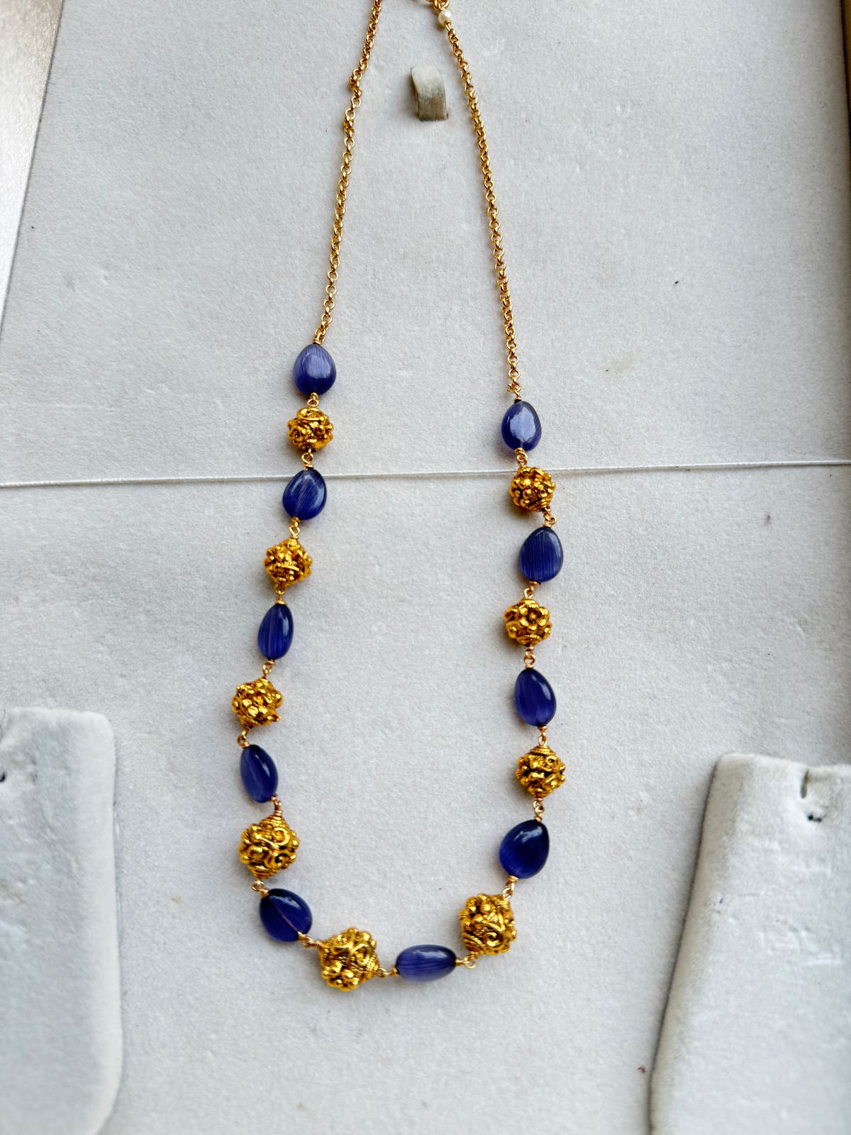 gold ball with diamond shape bead chain