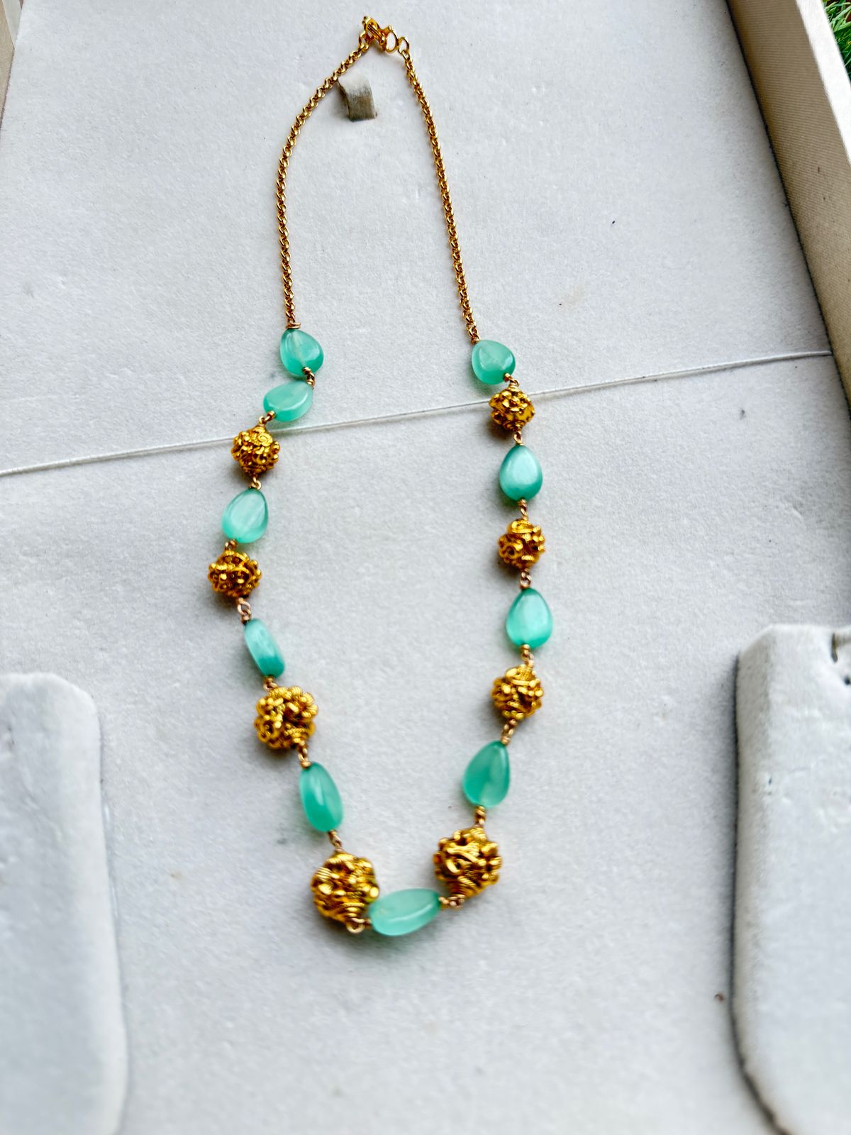 gold ball with diamond shape bead chain