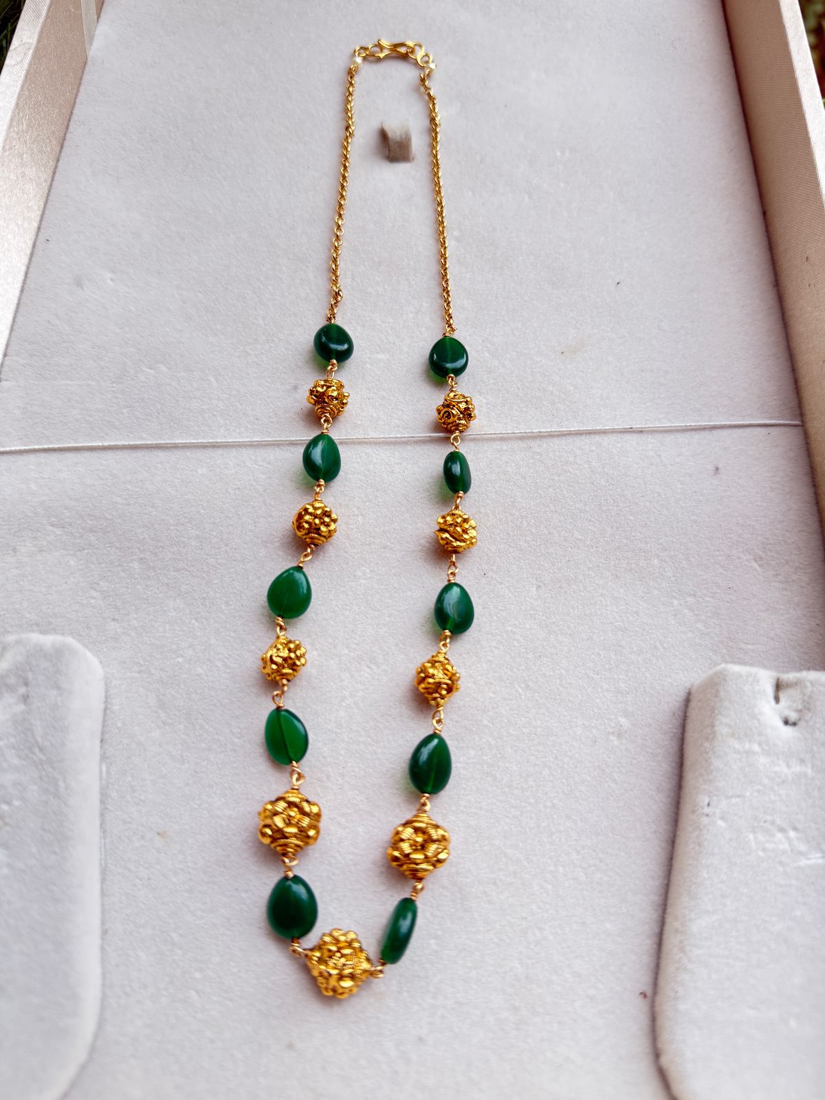 gold ball with diamond shape bead chain