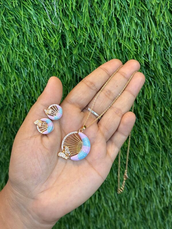 ring type rose gold pendant set