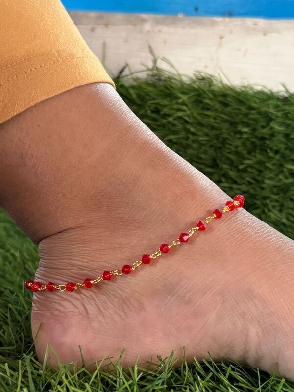 red crystal anklet
