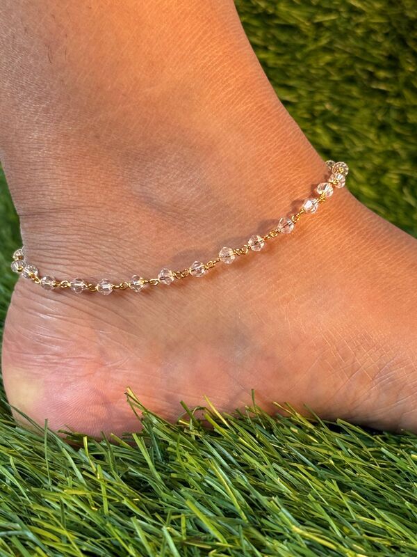 white crystal anklet