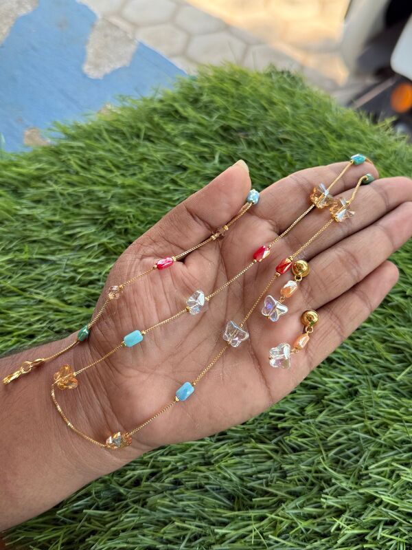 Multi Colour Tube Pearl Chain with bracelet