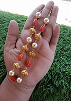 coral pearl bead chain