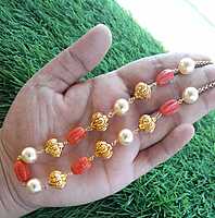 coral pearl bead chain