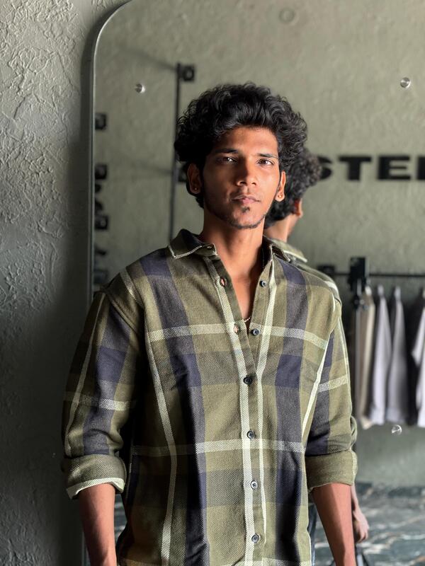 Olive green & blue Flannels