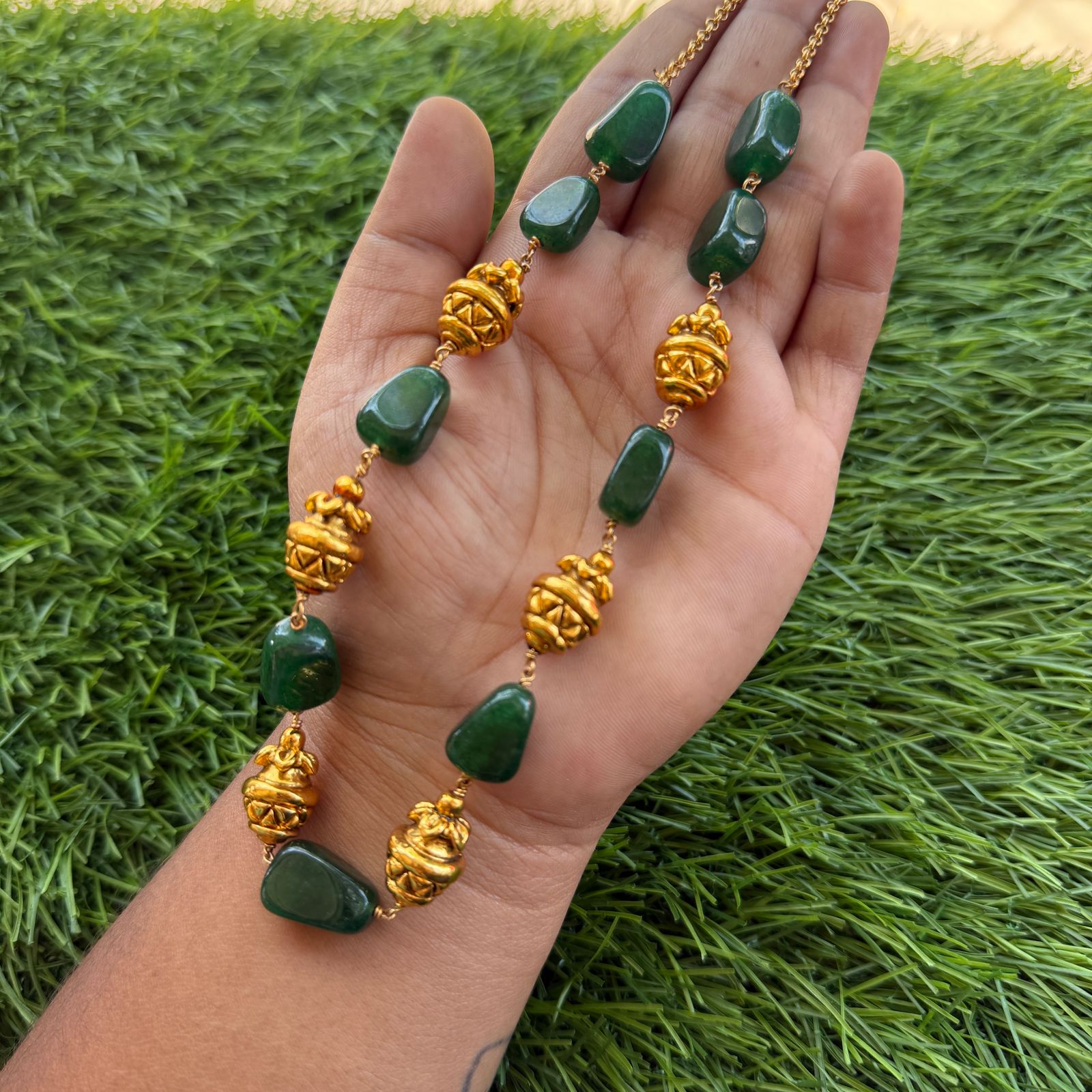 big emerald design bead chain