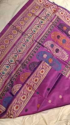 Color Blue Rani Pink Dual Tone Pure Mulberry Silk Revival Baluchari