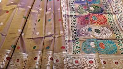 Color Blue Mustard Dual Tone Revival Baluchari