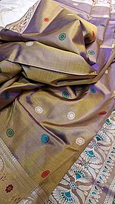 Color Blue Mustard Dual Tone Revival Baluchari