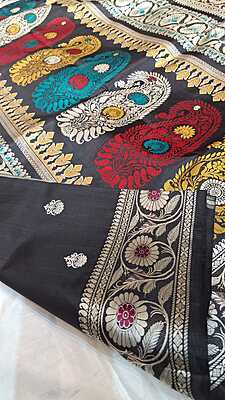 Color Jet Black Revival Baluchari Saree