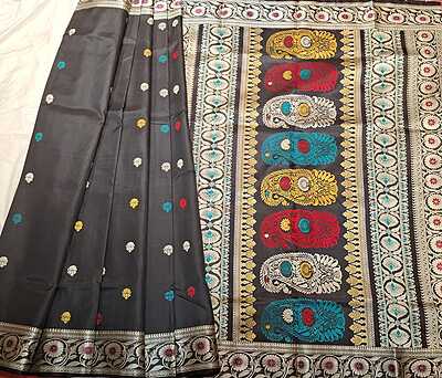 Color Jet Black Revival Baluchari Saree