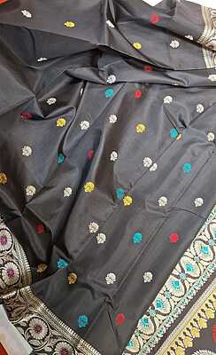 Color Jet Black Revival Baluchari Saree