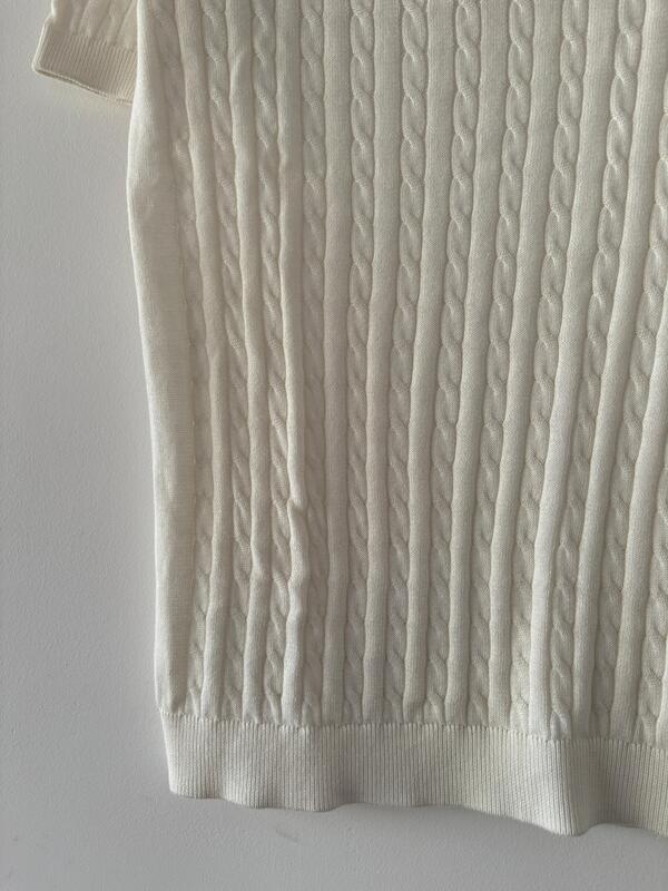 White knitted polo t-shirt