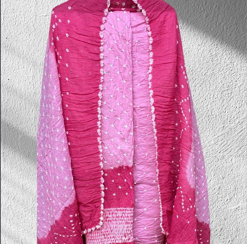 Cotton Satin Ombre Bandhej 3 Pc Suit #21