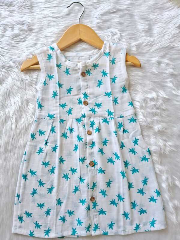 Muslin Frock - Blue Leaf