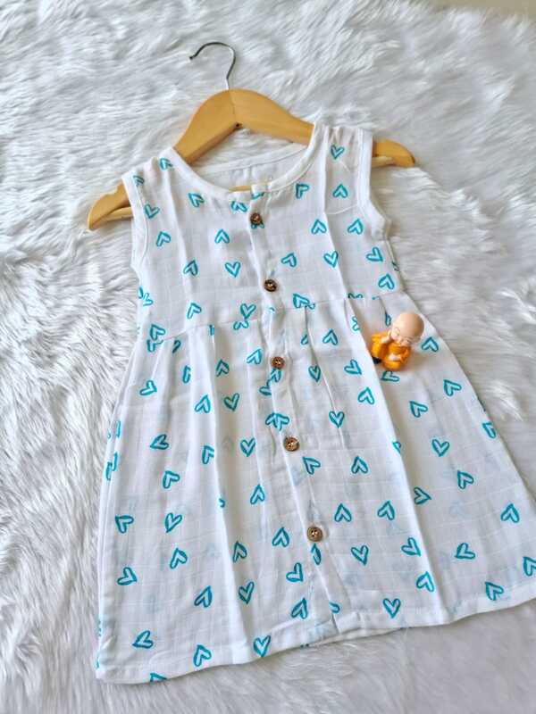 Muslin Frock - Blue Heart