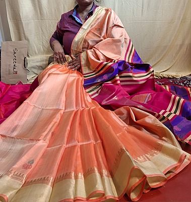 Color peach color with orange undertone kalakshetra saree Color peach color with orange undertone kalakshetra saree
