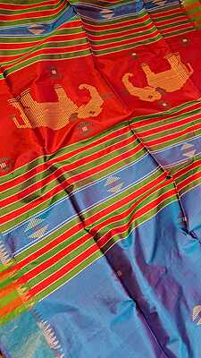 Color blue with pink undertone kalashetra/kalakshetra saree