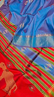 Color blue with pink undertone kalashetra/kalakshetra saree
