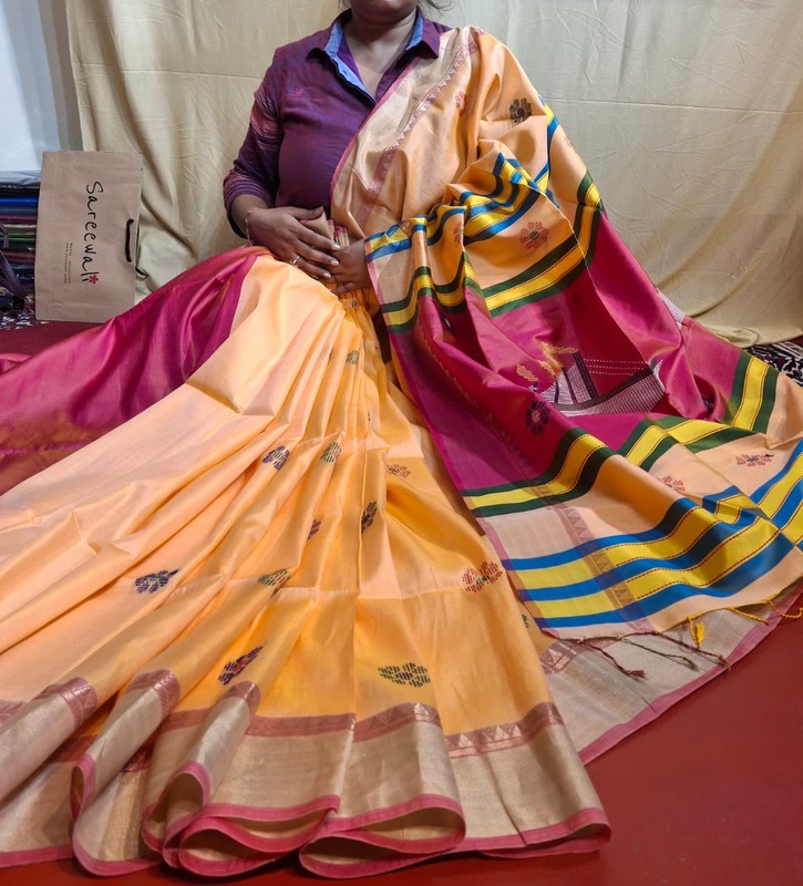 Color Apricot Kalashetra/Kalakshetra Saree
