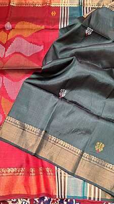Color bottle green kalashetra/kalakshetra saree