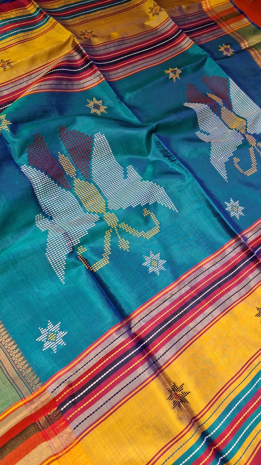 Color blue rani pink dual tone kalashetra/kalakshetra saree