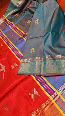 Color red orange dual tone kalashetra/kalakshetra saree