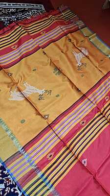 Color red orange dual tone kalashetra/kalakshetra saree