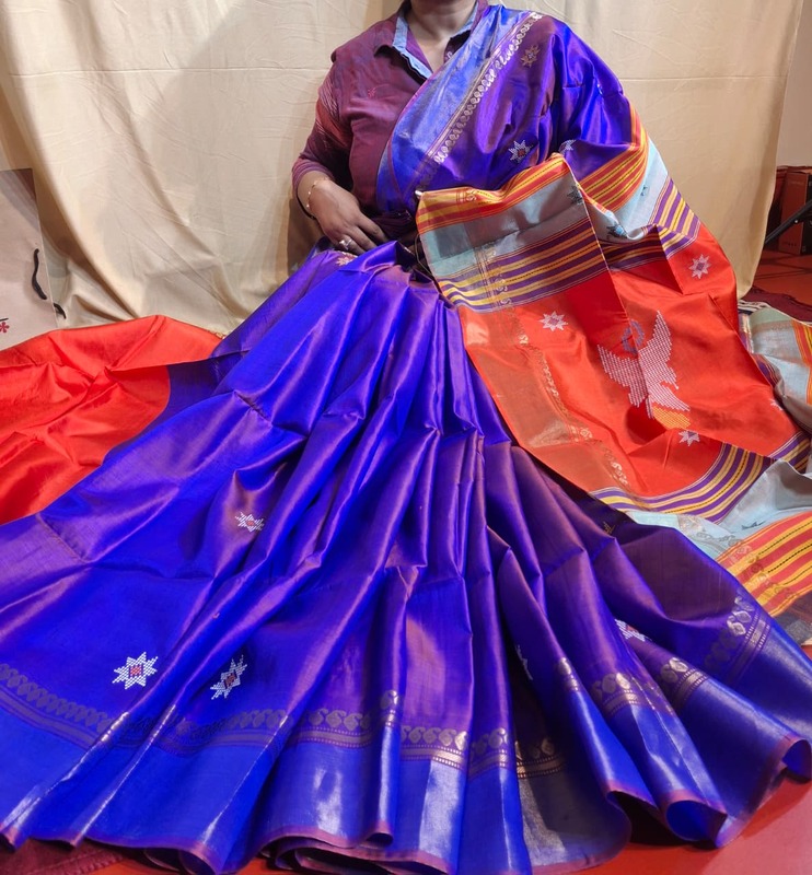 Color orange purple dual tone kalashetra/kalakshetra saree Color orange purple dual tone kalashetra/kalakshetra saree