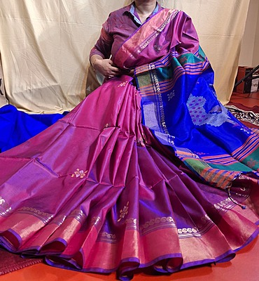 Color blue rani pink dual tone kalashetra/kalakshetra