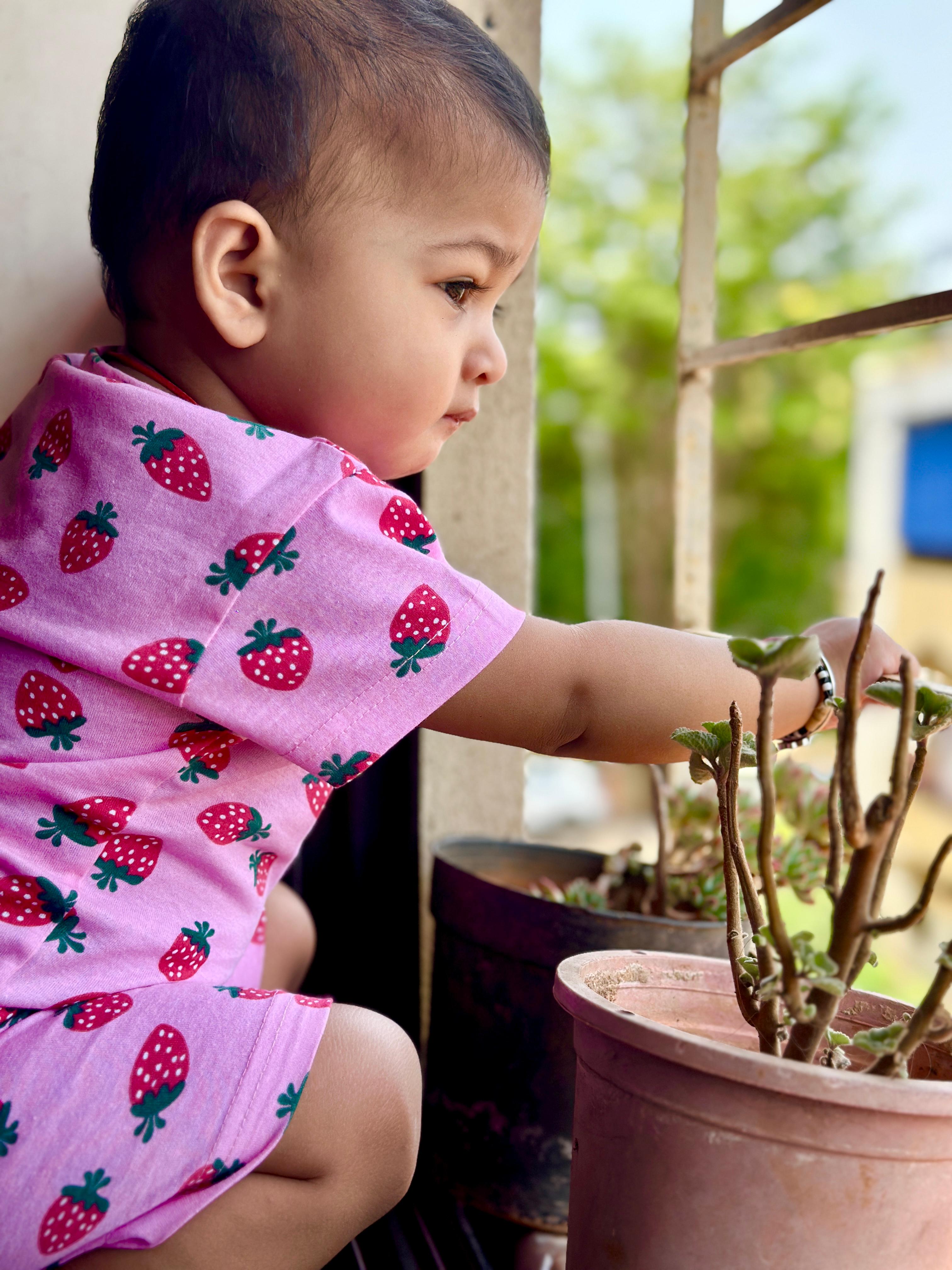Cotton T Shirt with shorts - Pink Strawberry