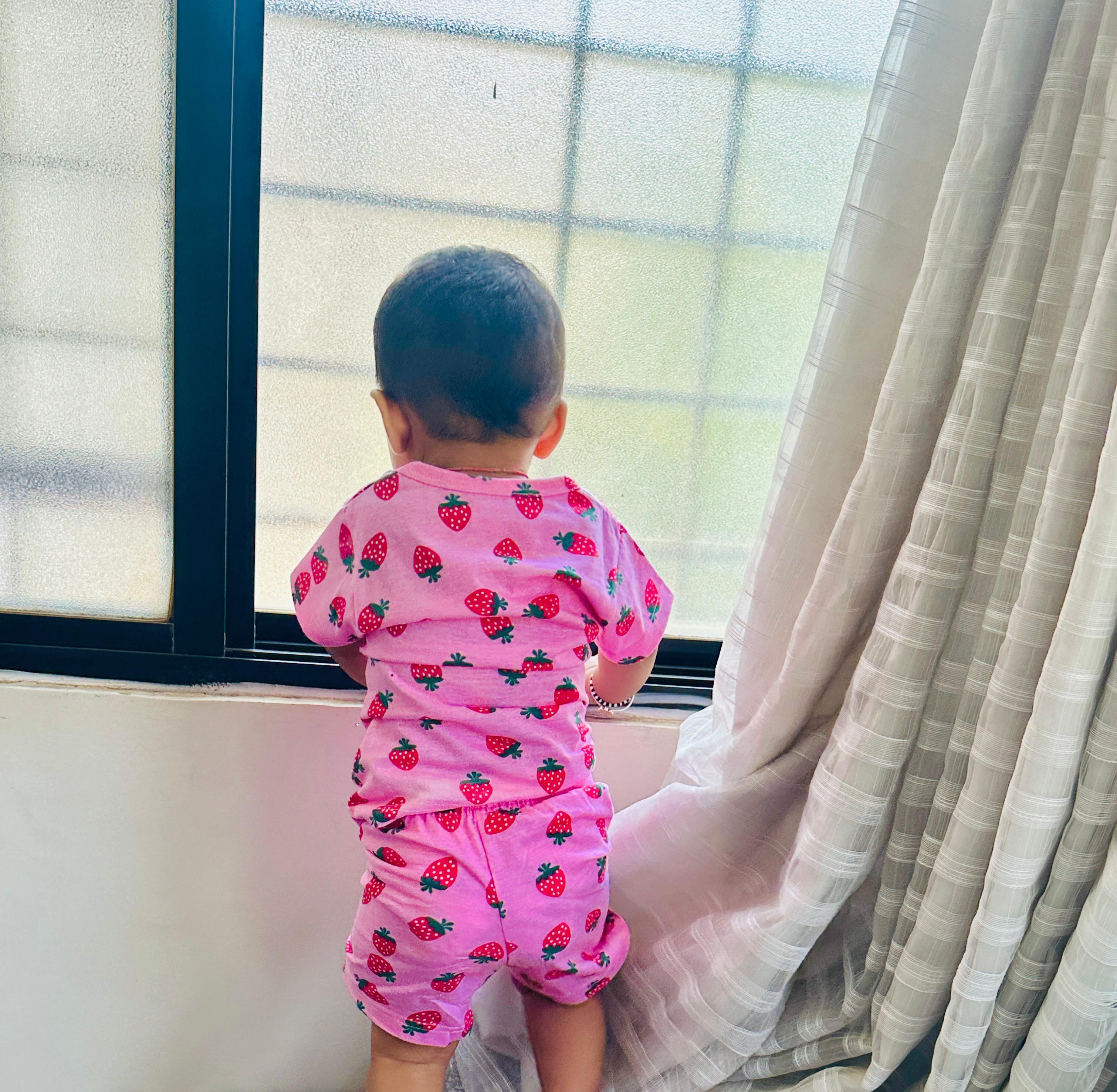 Cotton T Shirt with shorts - Pink Strawberry