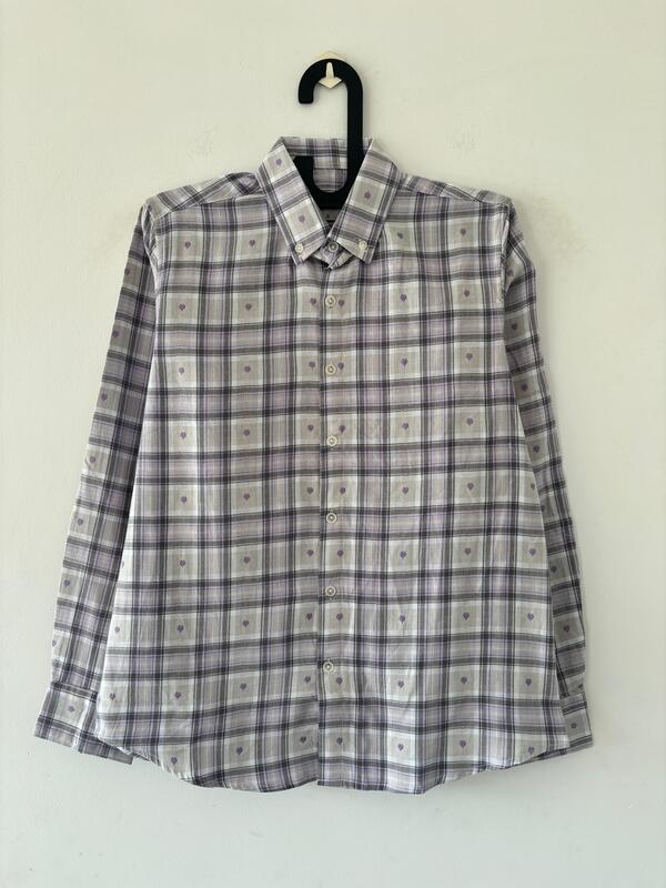 Purple and gray Flannels shirts