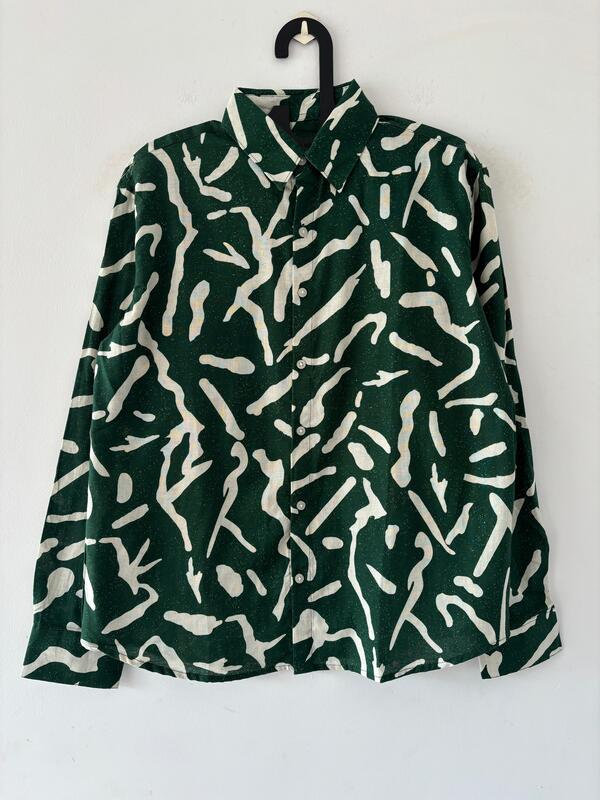 Green and white printed shirts