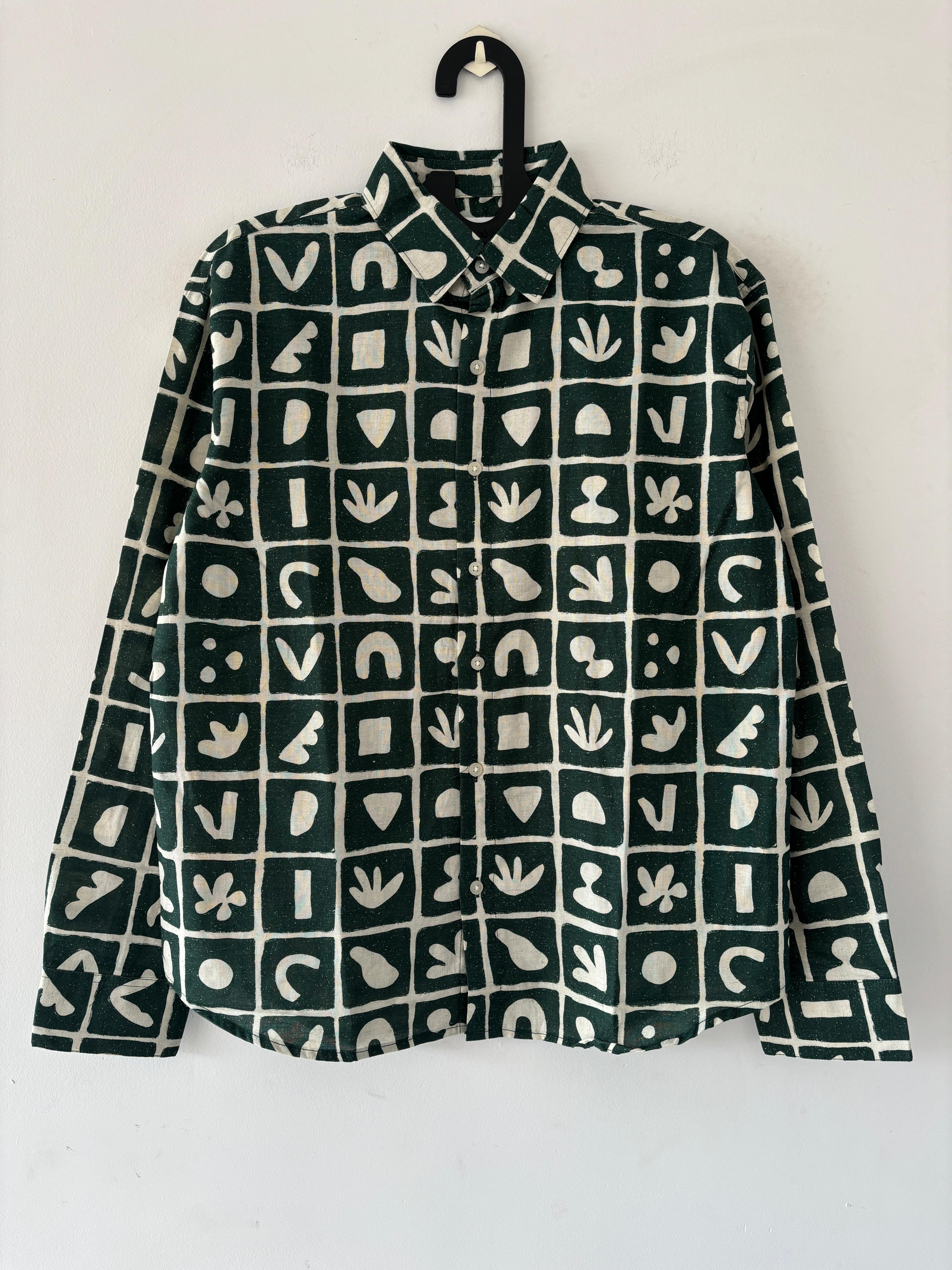Green and white printed shirt