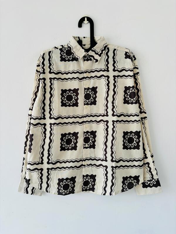 White and brown printed shirt