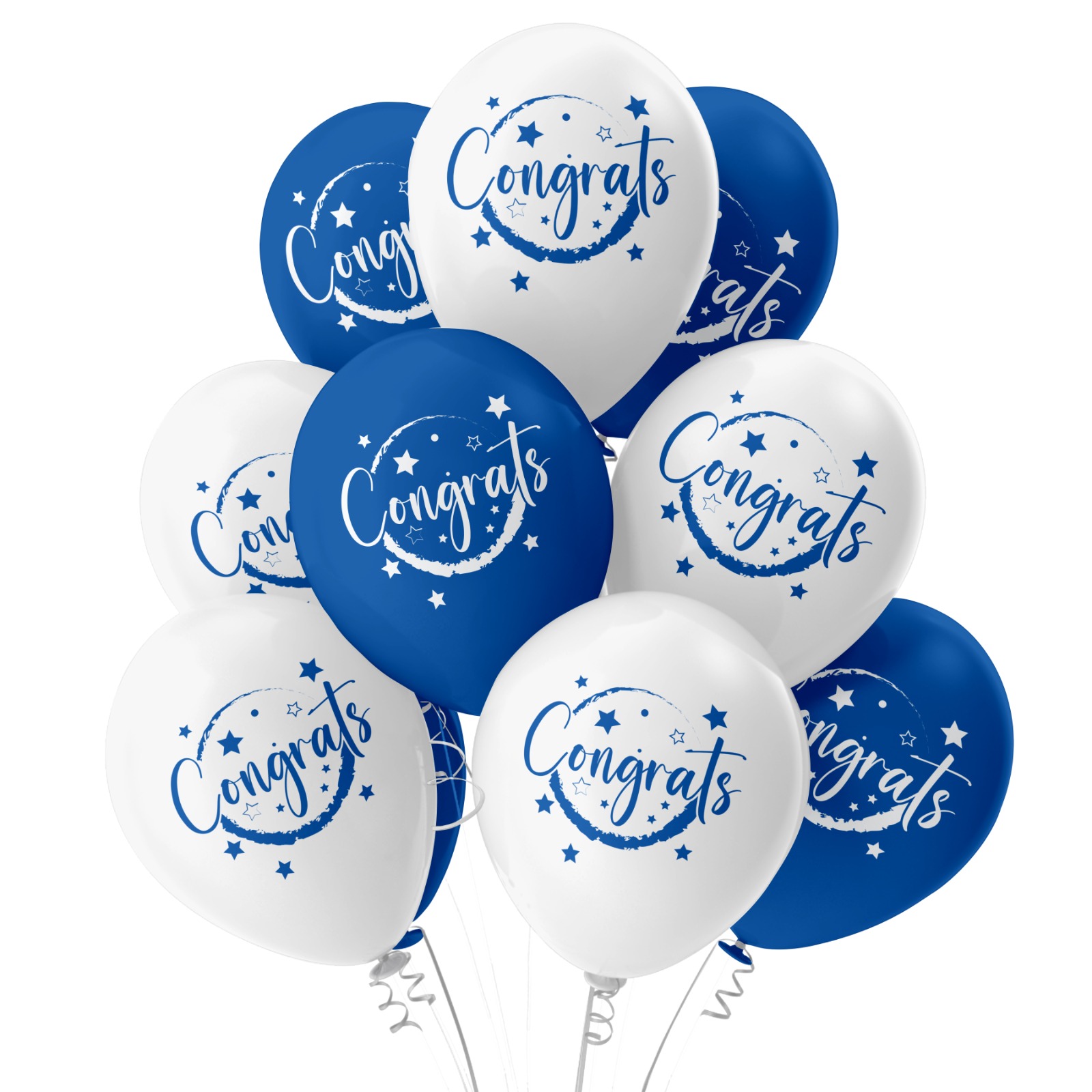 The Magic Balloons Store - Congrats Balloons Pack of 30 | White & Blue Party Balloons for Graduation Decoration, Celebration Décor, Party Decorations & Congratulations Party Supplies